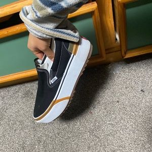 Stacked platform slip on vans